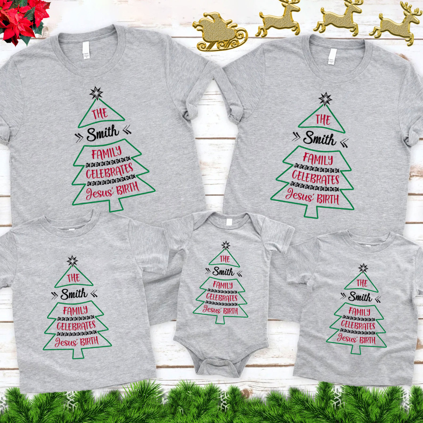 Personalized Celebrates Jesus's Birth Christmas Family Matching Shirts 