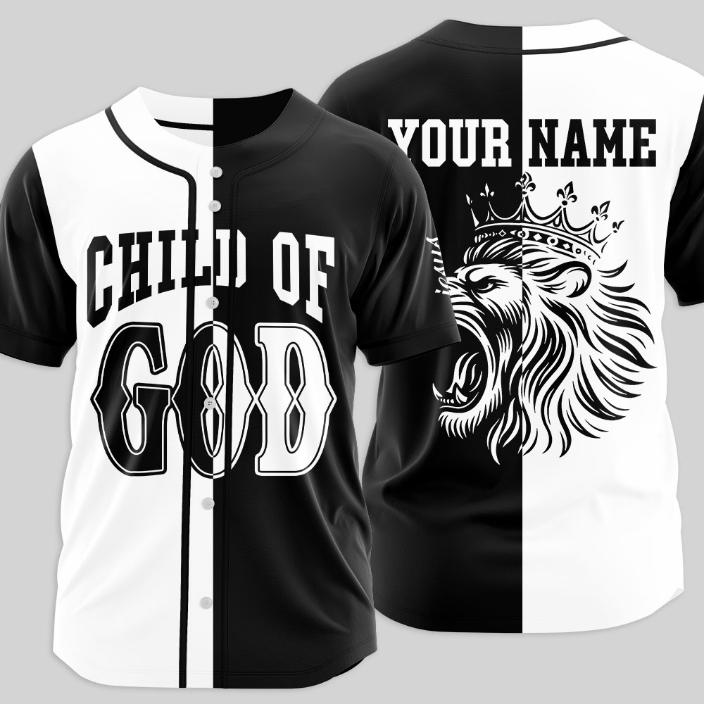Personalized Child Of God Lion Christian Baseball Jersey