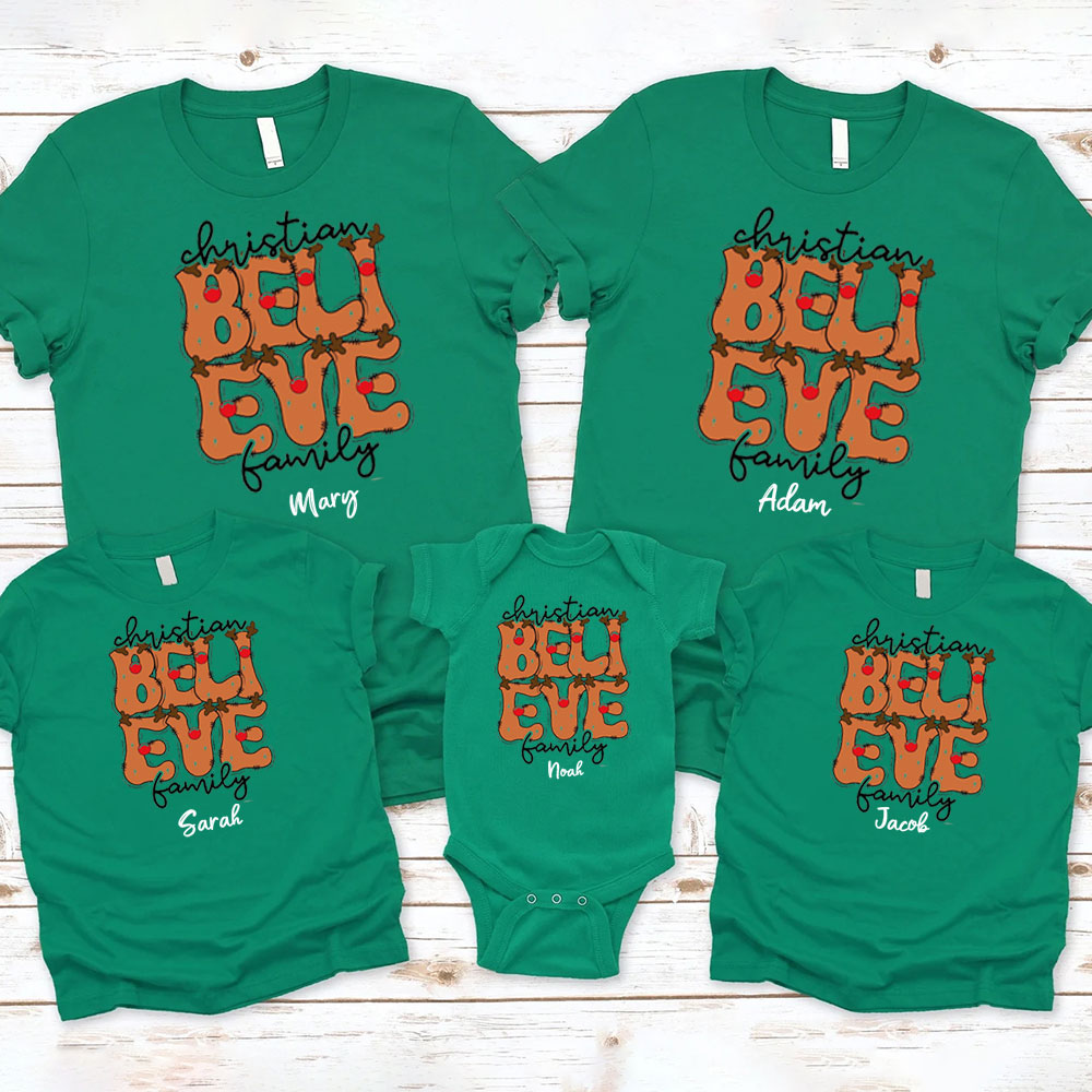 Personalized Christian Believe Christmas Family Matching Shirts