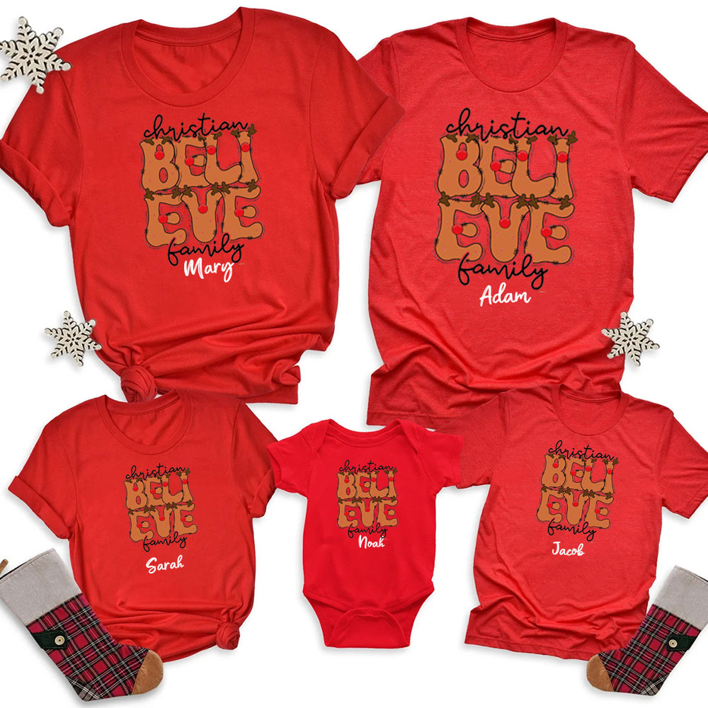 Personalized Christian Believe Christmas Family Matching Shirts