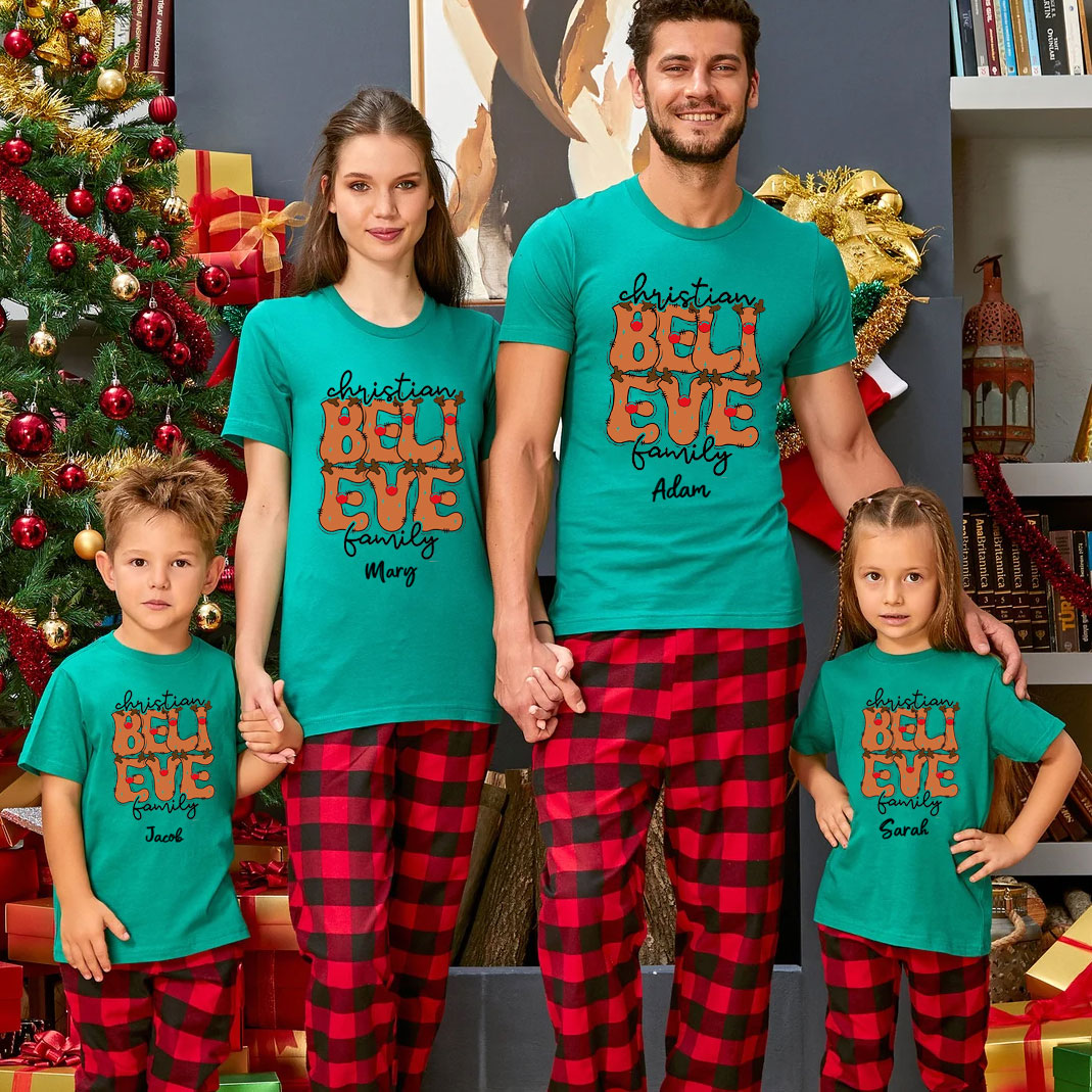 Personalized Christian Believe Christmas Family Matching Shirts