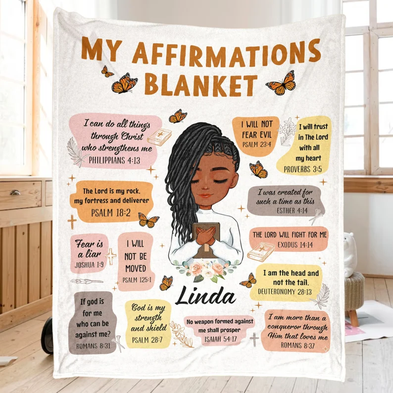 Personalized Christian Bible Verse Affirmations Christian Blanket Sale