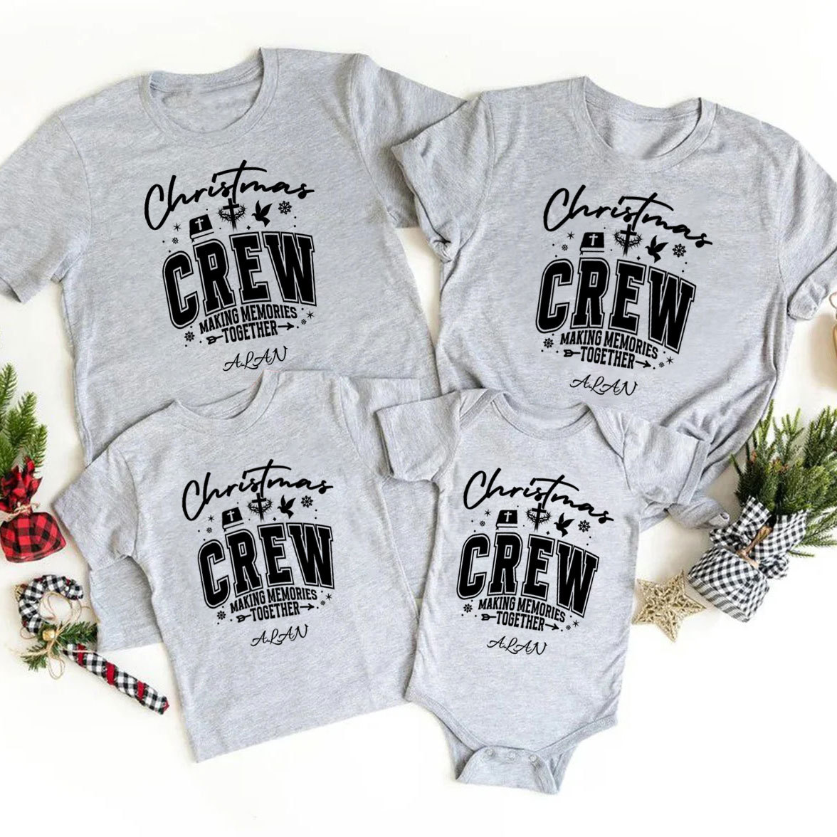 Personalized Christmas Crew Birth Christian Family Matching Shirts 