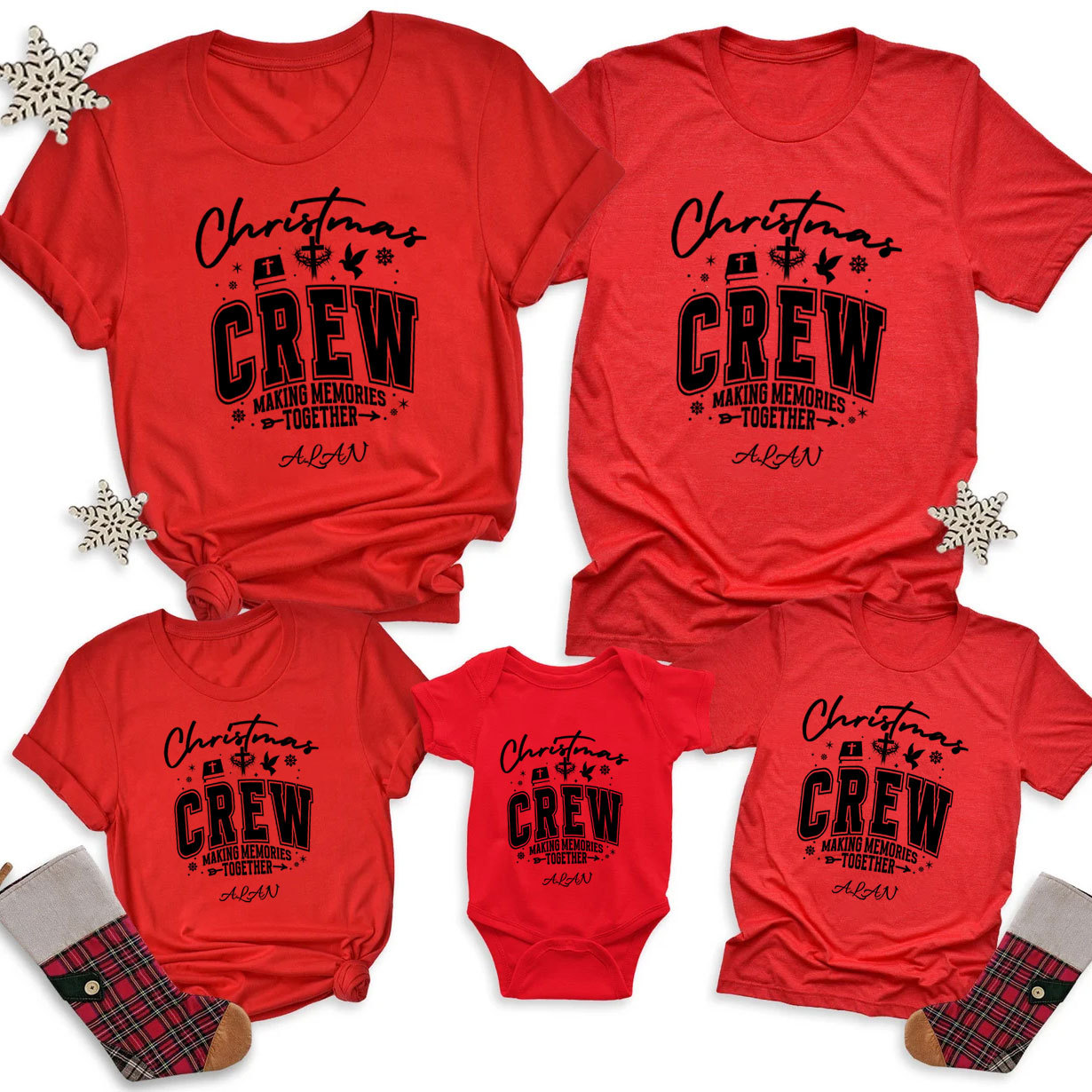 Personalized Christmas Crew Birth Christian Family Matching Shirts 