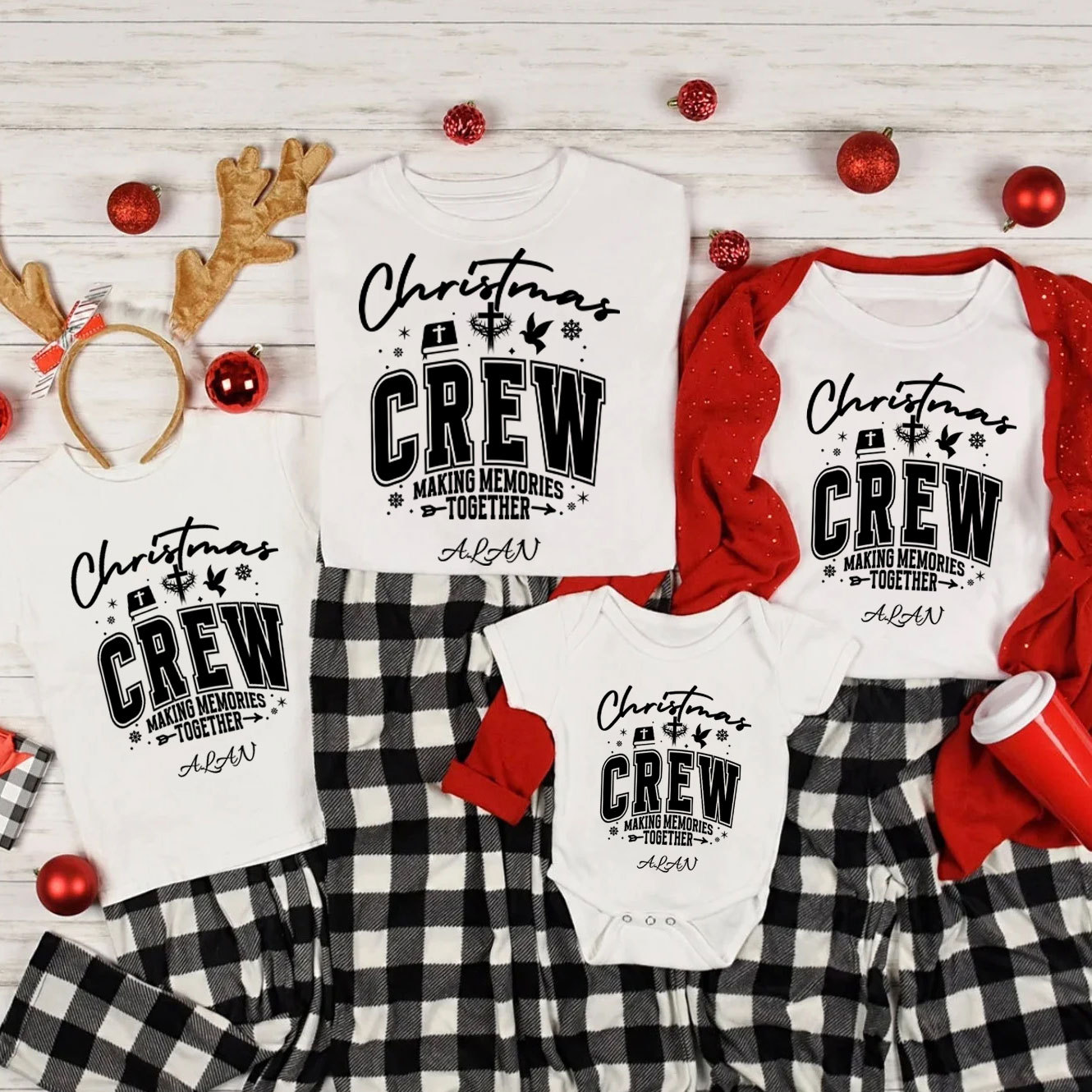 Personalized Christmas Crew Birth Christian Family Matching Shirts 