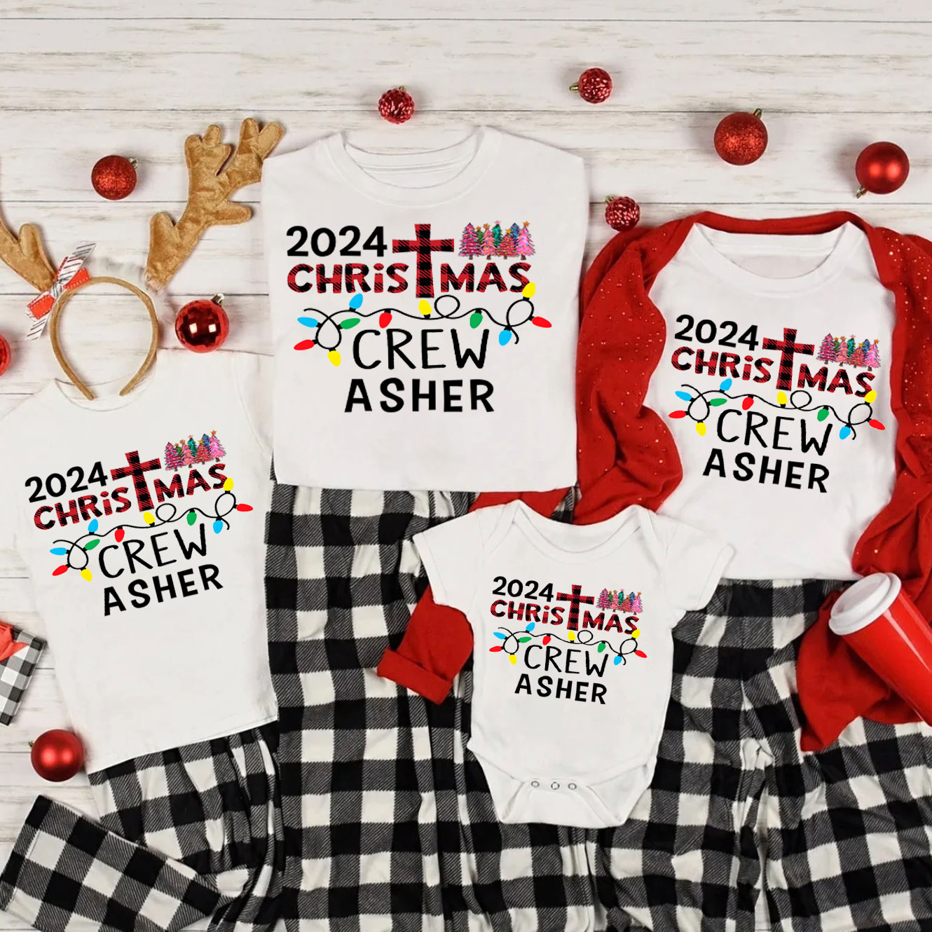 Personalized Christmas Crew Christian Family Matching Christmas Shirts