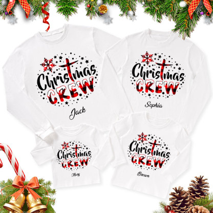 Personalized Christmas Crew Family Matching Long Sleeve Shirts