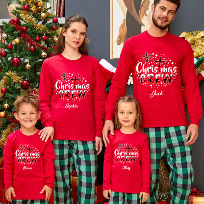 Personalized Christmas Crew Family Matching Long Sleeve Shirts