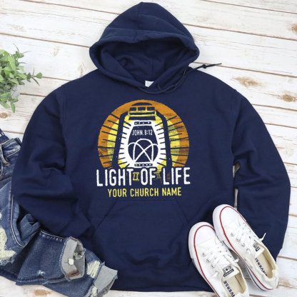 Personalized Church Name Light Of Life John 8:12 Christian Hoodie