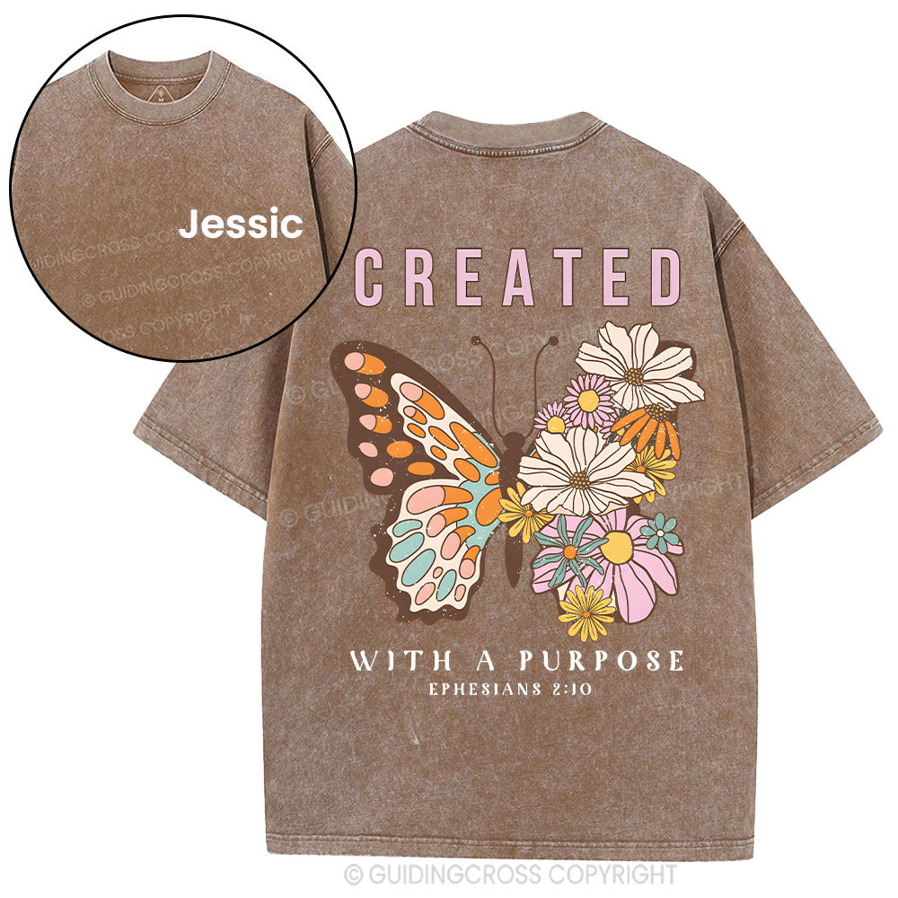 Personalized Created With Purpose Christian Washed T-Shirt