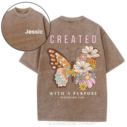 Personalized Created With Purpose Christian Washed T-Shirt