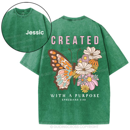 Personalized Created With Purpose Christian Washed T-Shirt