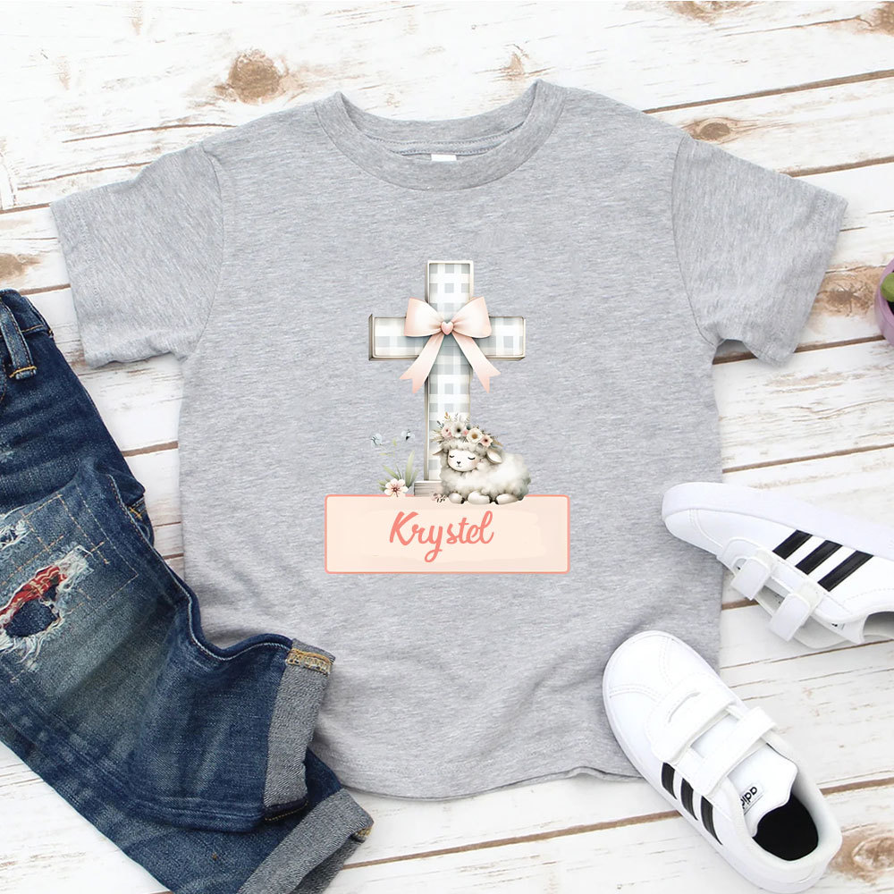 Personalized Cross Sheep Christian Kid T-Shirt