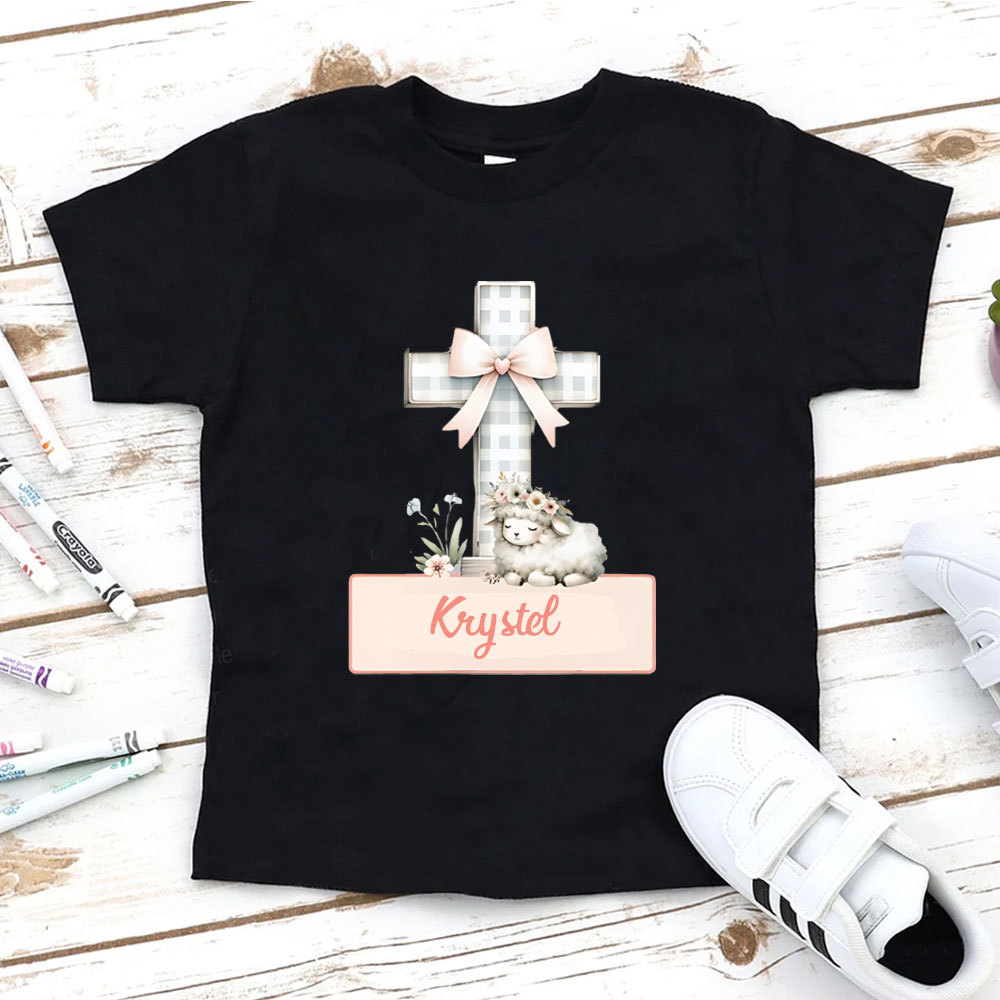Personalized Cross Sheep Christian Kid T-Shirt