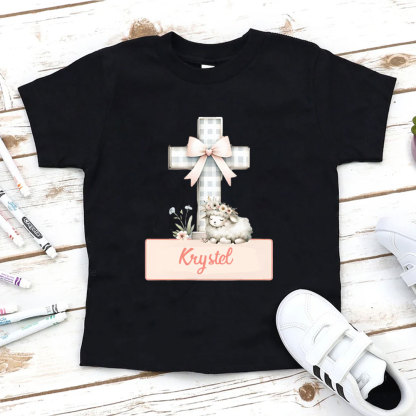 Personalized Cross Sheep Christian Kid T-Shirt