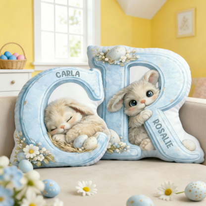 Personalized Cute Easter Bunny Irregular Short Plush Pillow