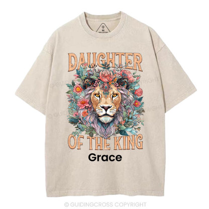 Personalized Daughter Of The King Christian Washed T-Shirt