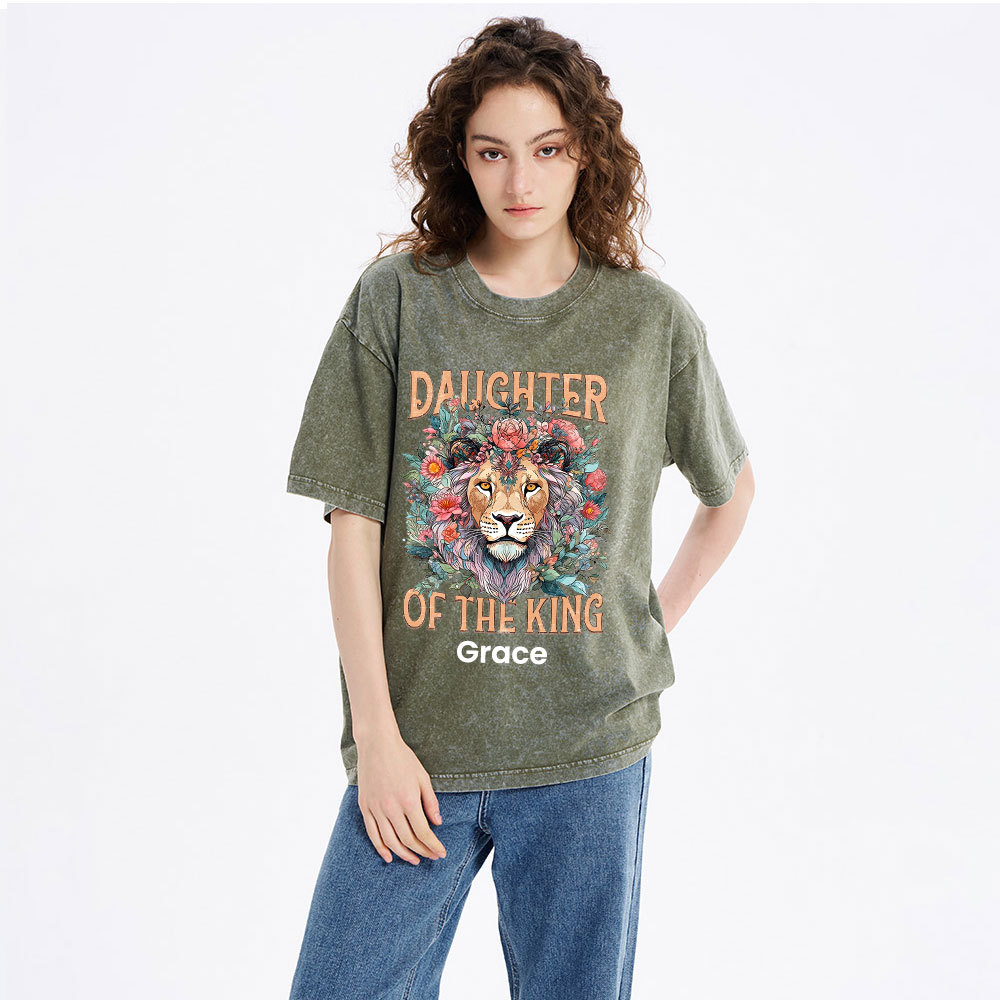 Personalized Daughter Of The King Christian Washed T-Shirt