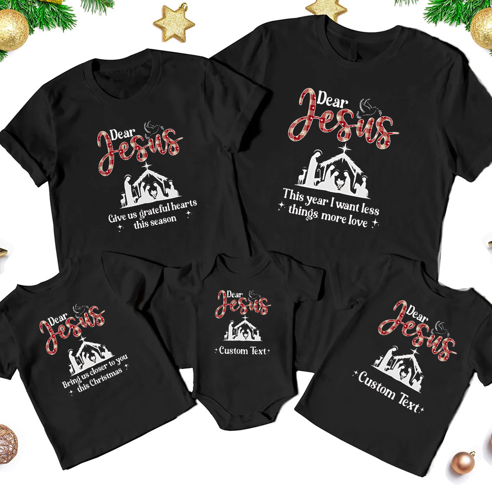 Personalized Dear Jesus Christmas Family Matching Shirts
