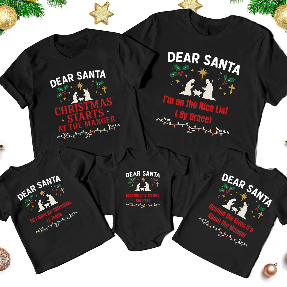 Personalized Dear Santa Christmas Family Matching Shirts