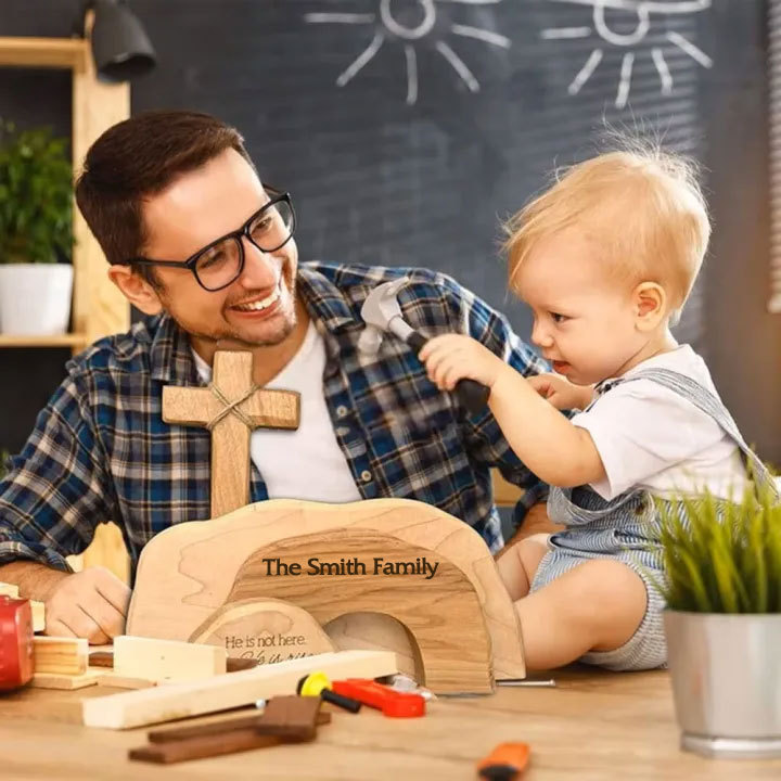 Personalized Easter Resurrection Scene Wooden Decoration