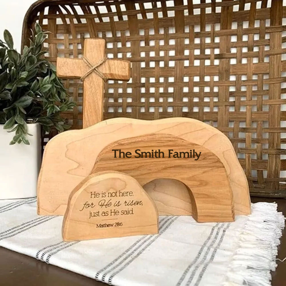 Personalized Easter Resurrection Scene Wooden Decoration