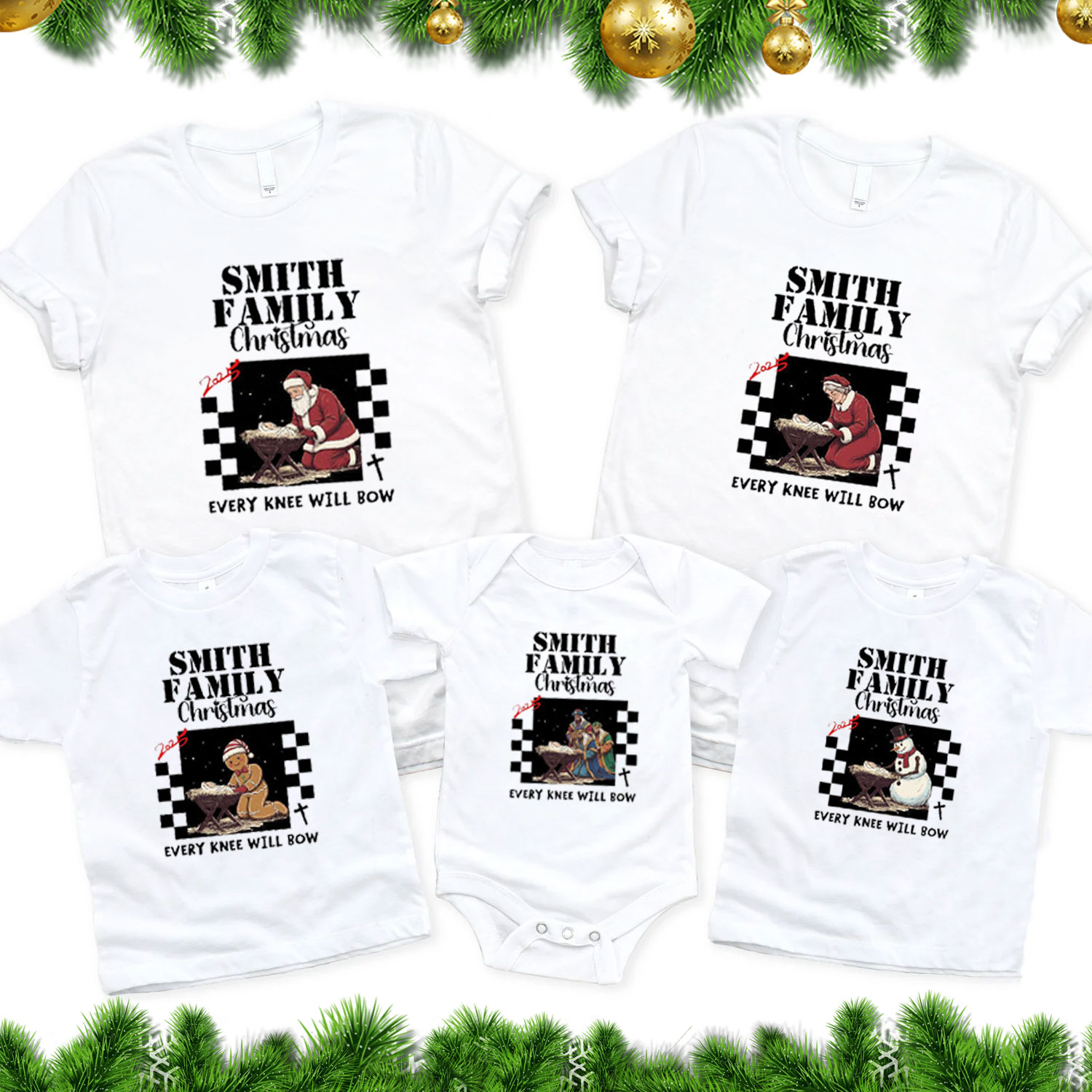 Personalized Every Kness Will Bow Christmas Family Matching Shirts