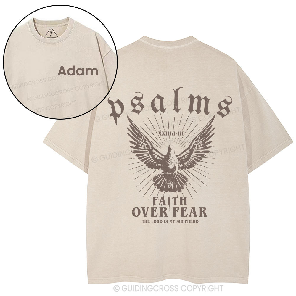 Personalized Faith Over Fear Christian Washed T-Shirt