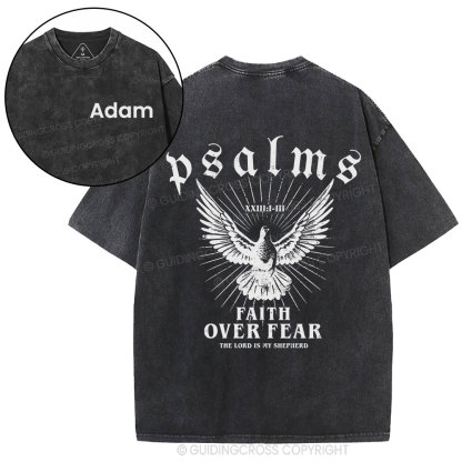 Personalized Faith Over Fear Christian Washed T-Shirt