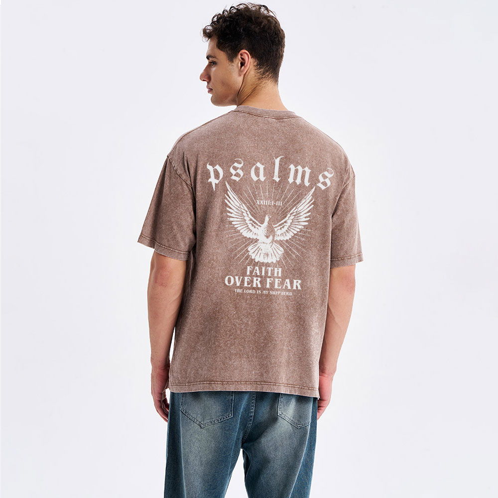 Personalized Faith Over Fear Christian Washed T-Shirt