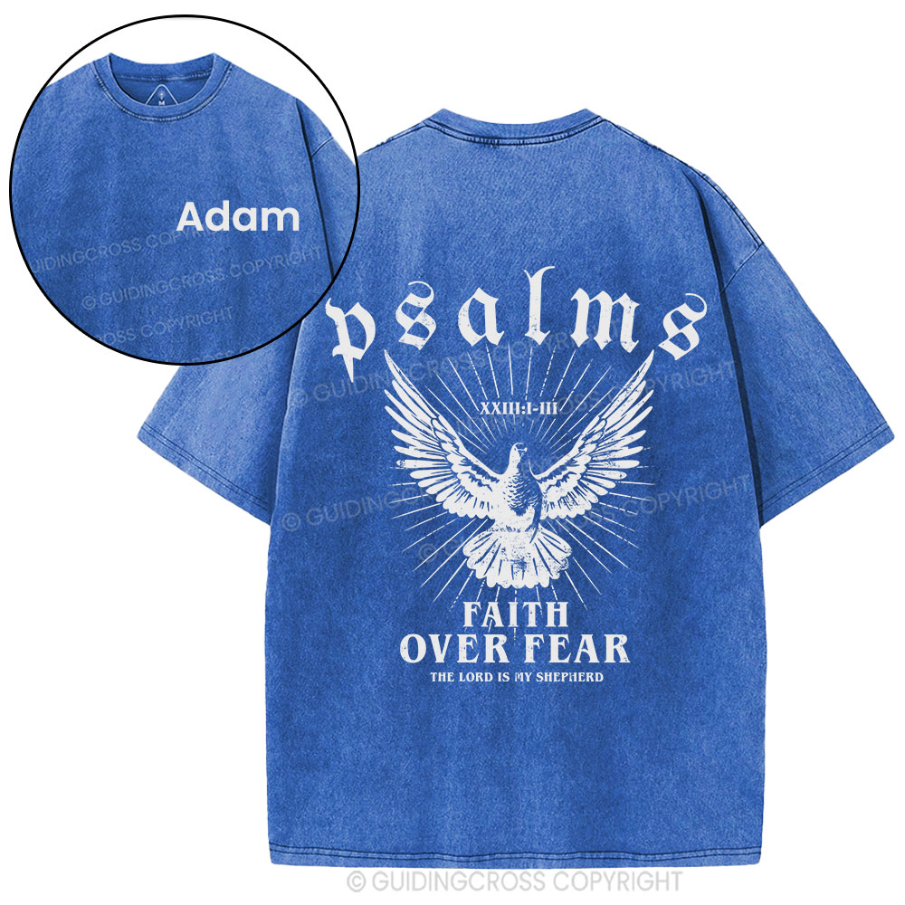 Personalized Faith Over Fear Christian Washed T-Shirt