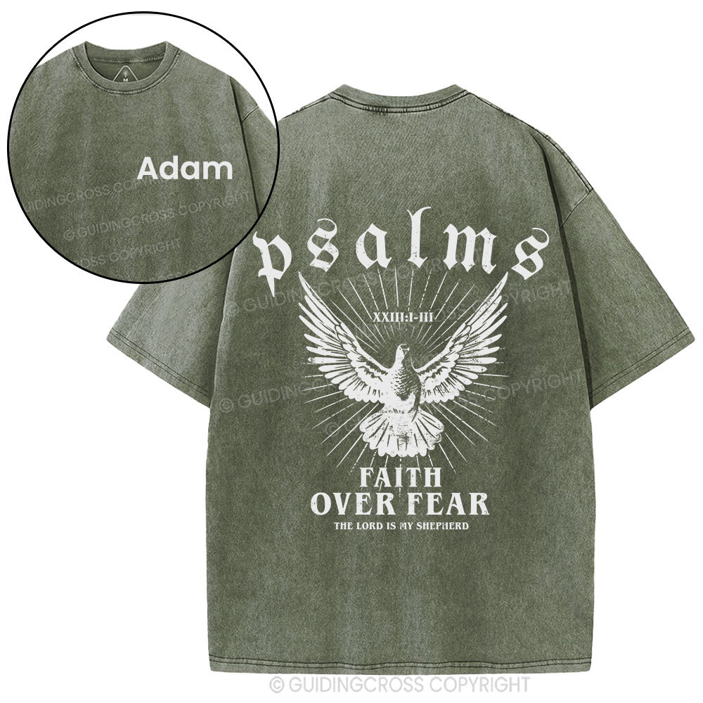 Personalized Faith Over Fear Christian Washed T-Shirt