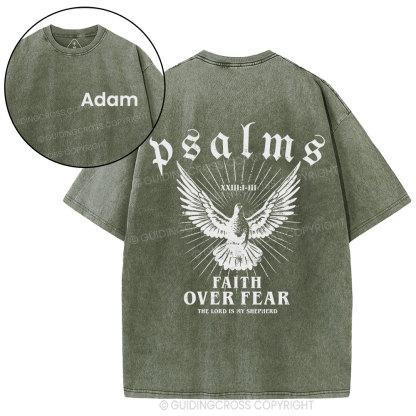 Personalized Faith Over Fear Christian Washed T-Shirt