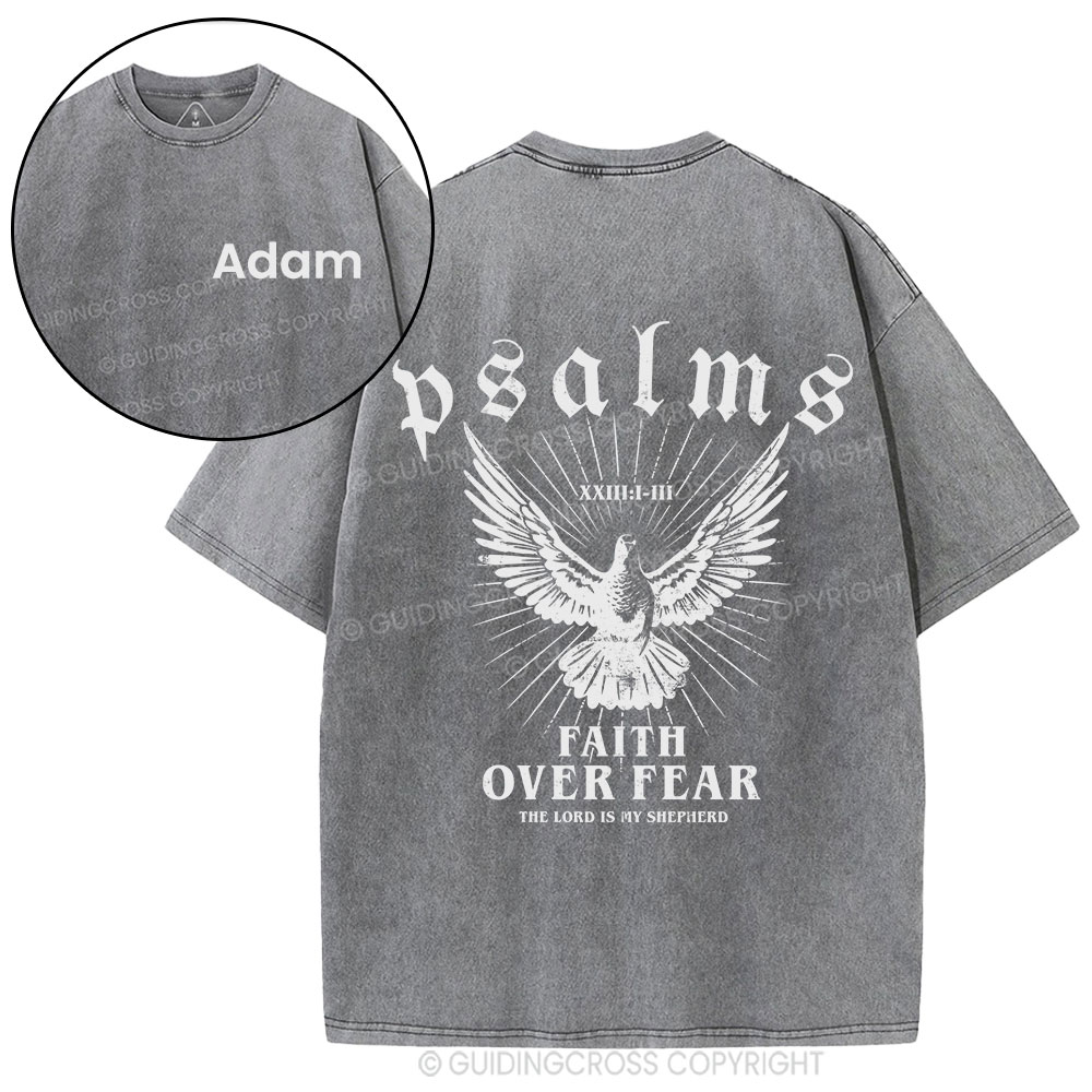 Personalized Faith Over Fear Christian Washed T-Shirt