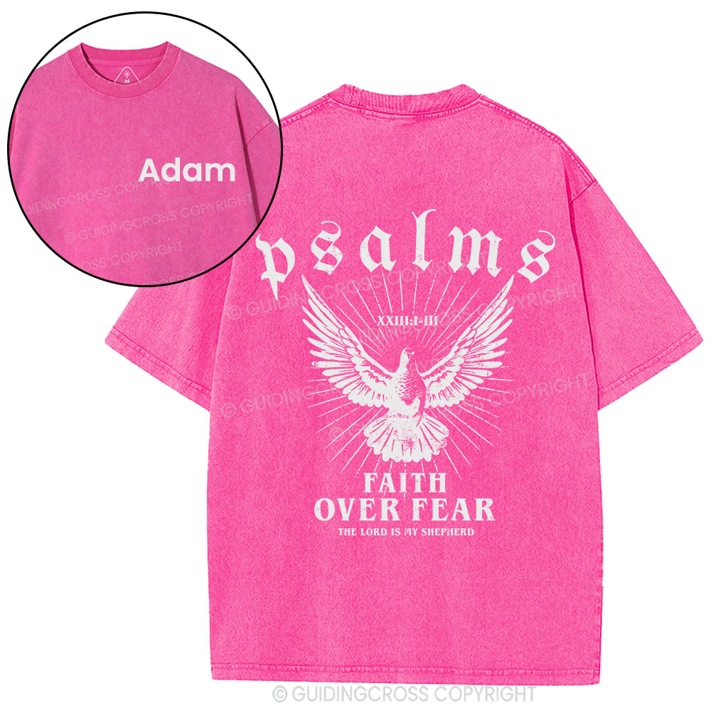 Personalized Faith Over Fear Christian Washed T-Shirt
