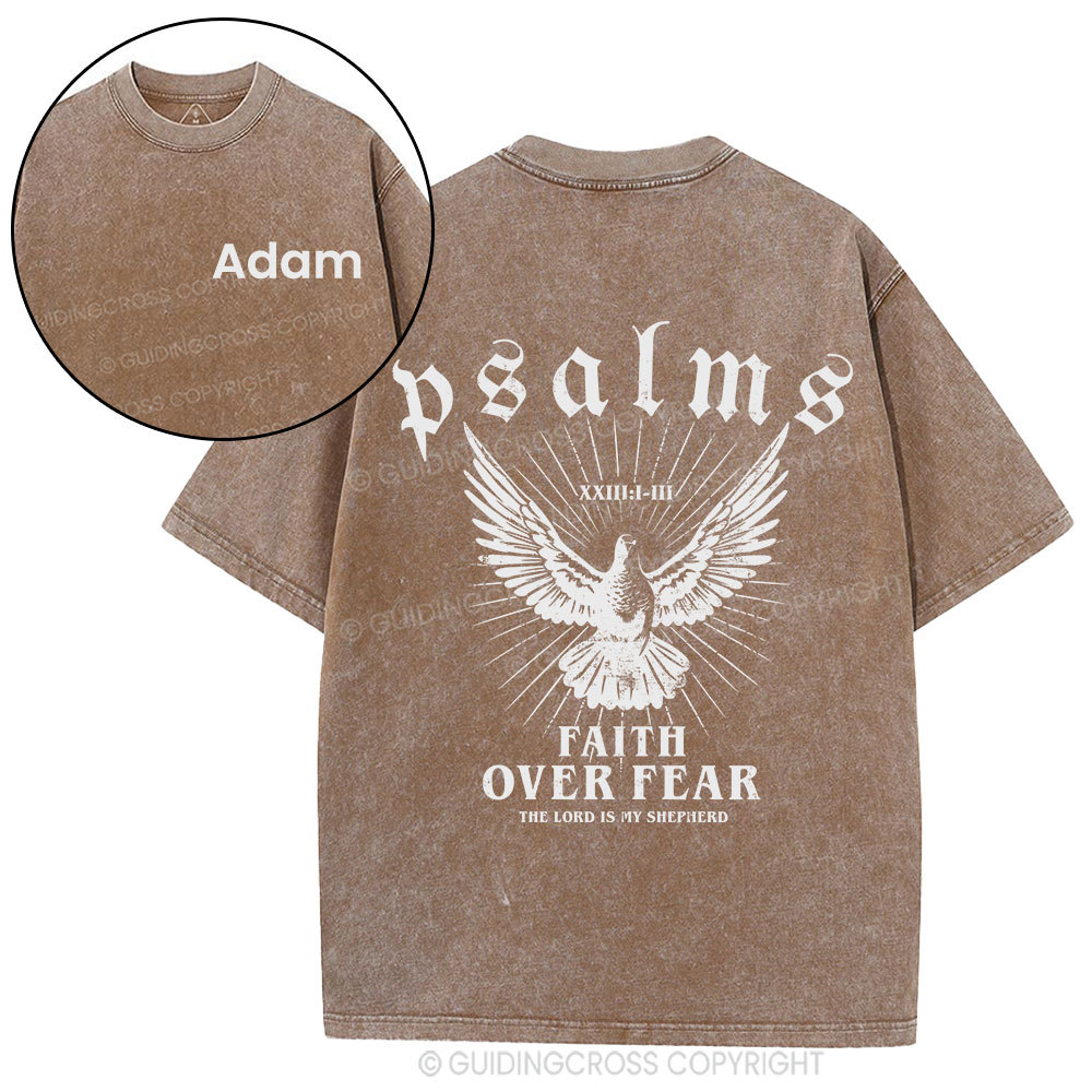 Personalized Faith Over Fear Christian Washed T-Shirt