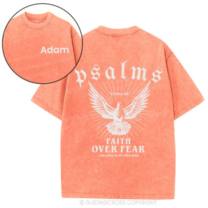 Personalized Faith Over Fear Christian Washed T-Shirt