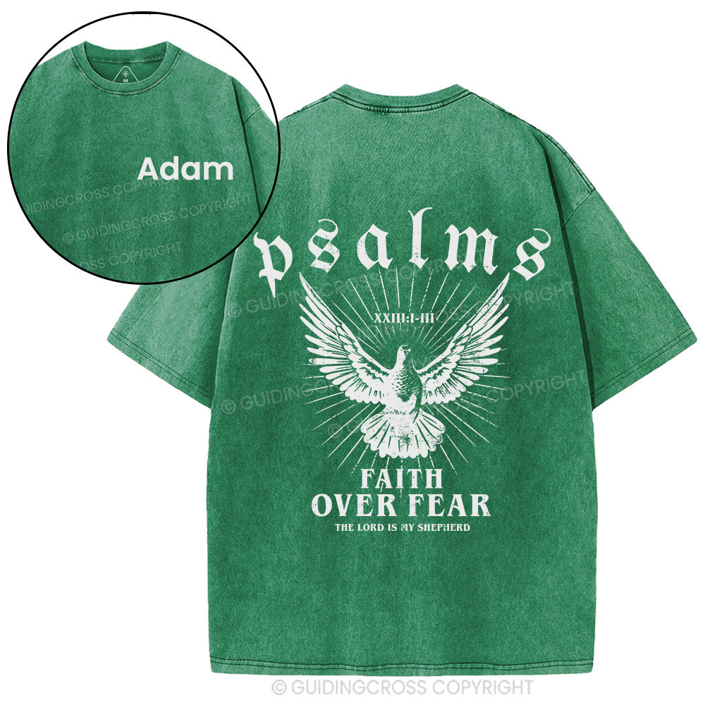 Personalized Faith Over Fear Christian Washed T-Shirt
