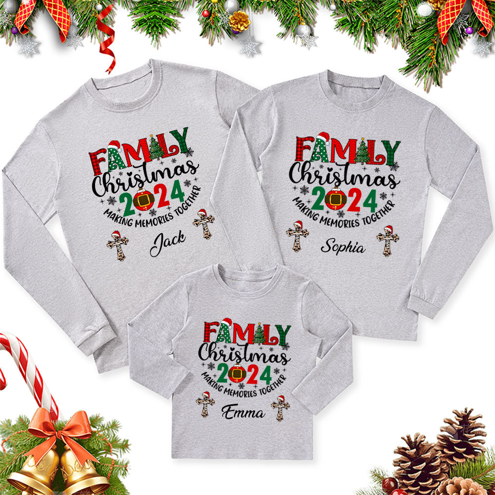 Personalized Nativity Family Matching Christian Christmas Long Sleeve 