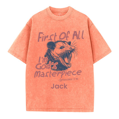 Personalized First Of All I'm God's Masterpiece Christian Washed T-Shirt