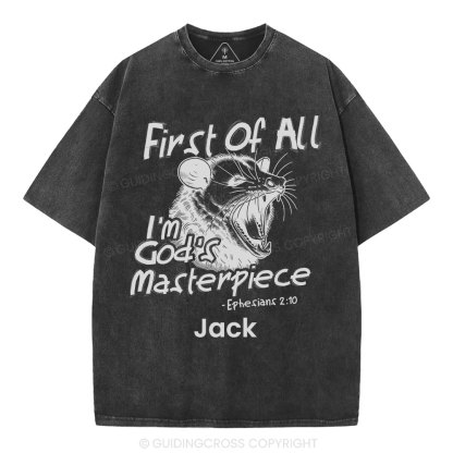 Personalized First Of All I'm God's Masterpiece Christian Washed T-Shirt