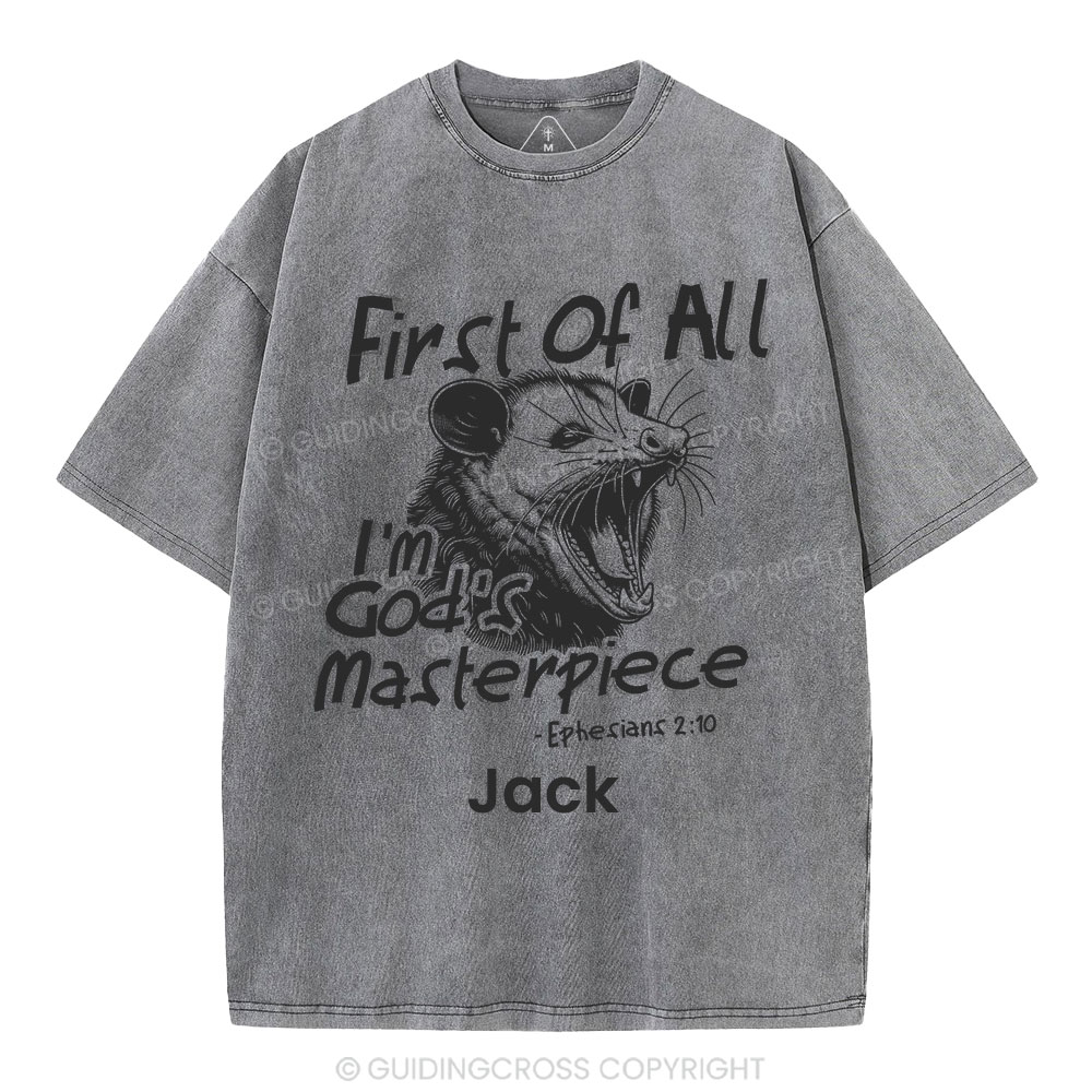 Personalized First Of All I'm God's Masterpiece Christian Washed T-Shirt