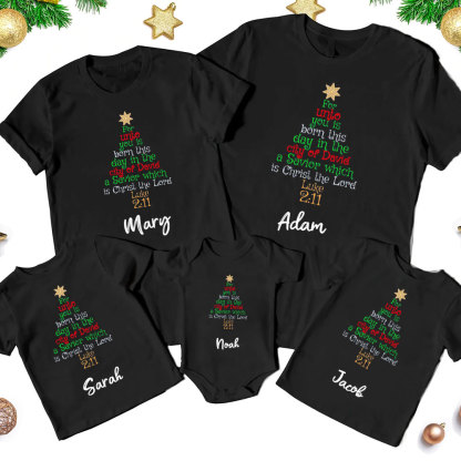 For Unto You Is Born This Christmas Family Matching Shirts