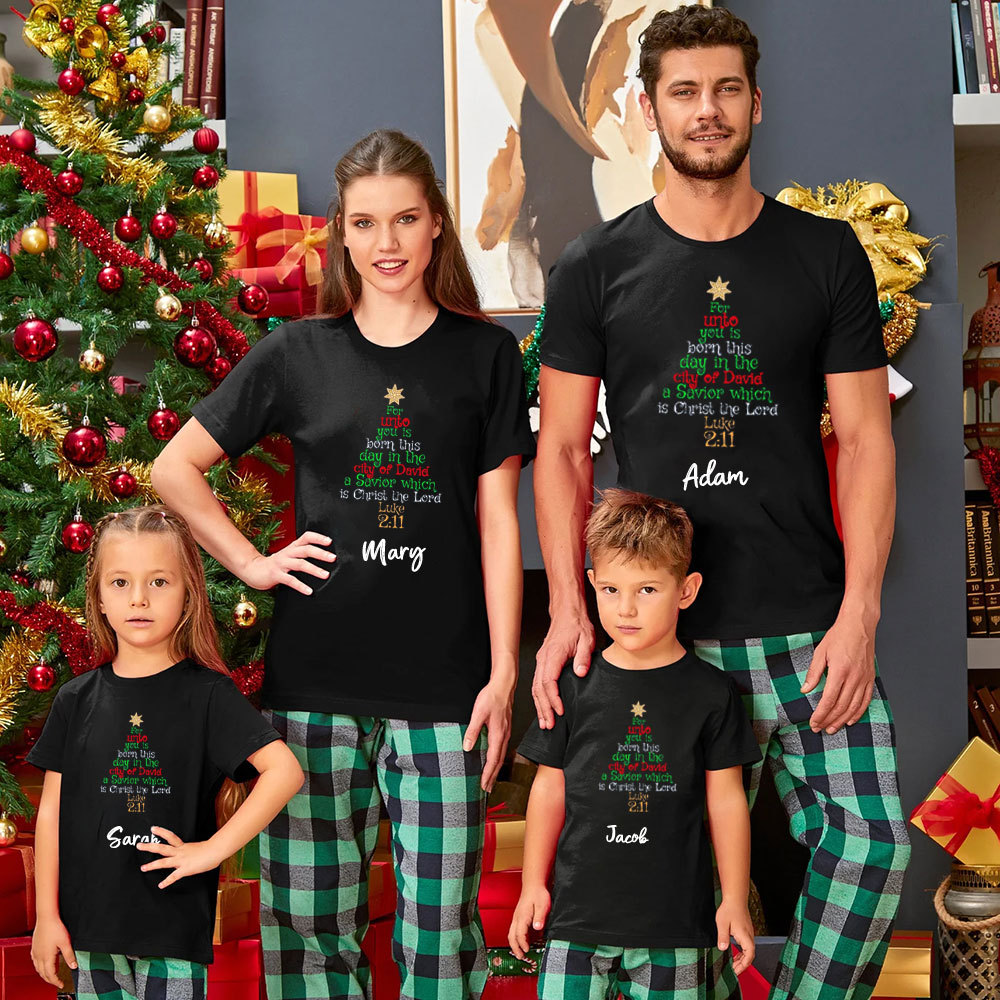 For Unto You Is Born This Christmas Family Matching Shirts