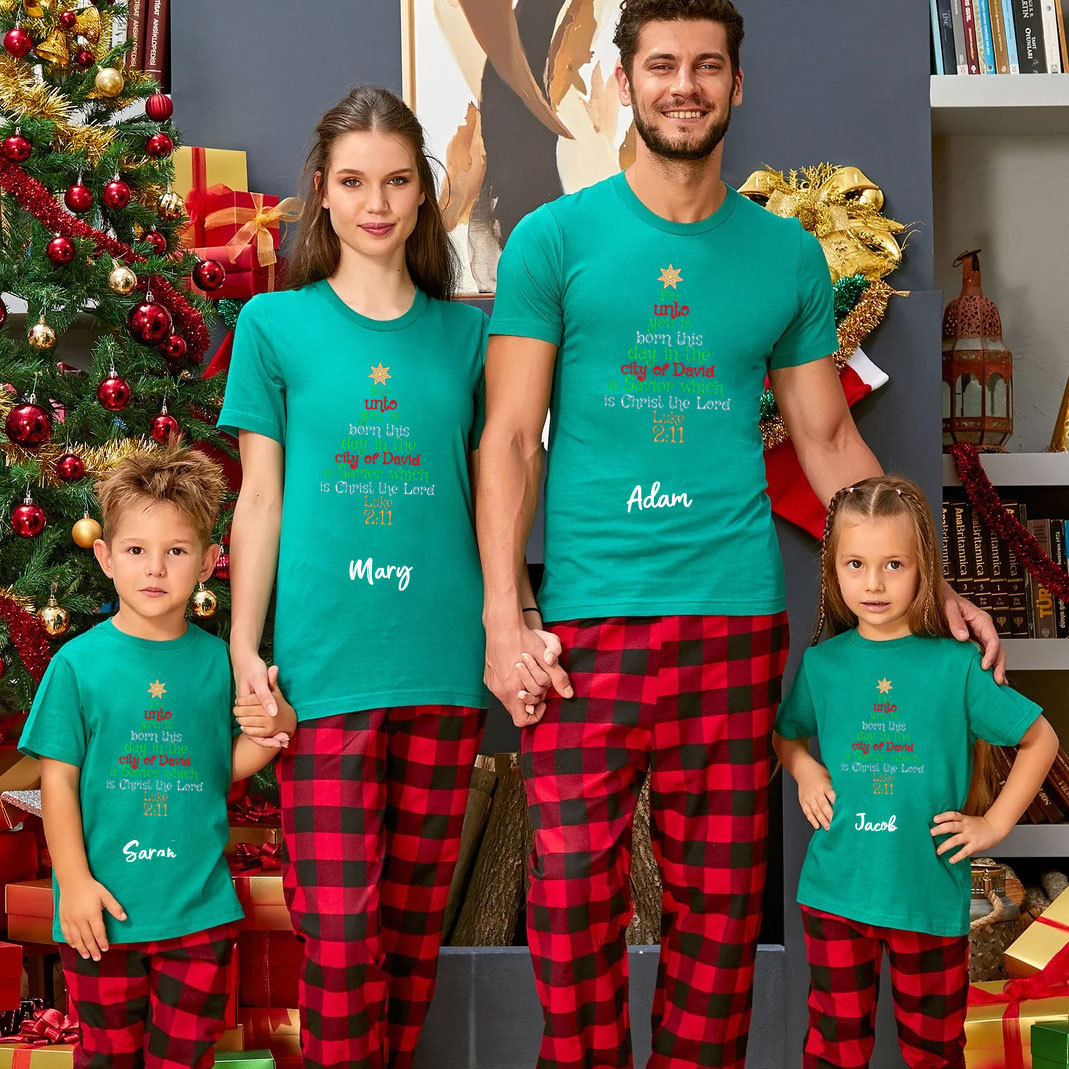 For Unto You Is Born This Christmas Family Matching Shirts