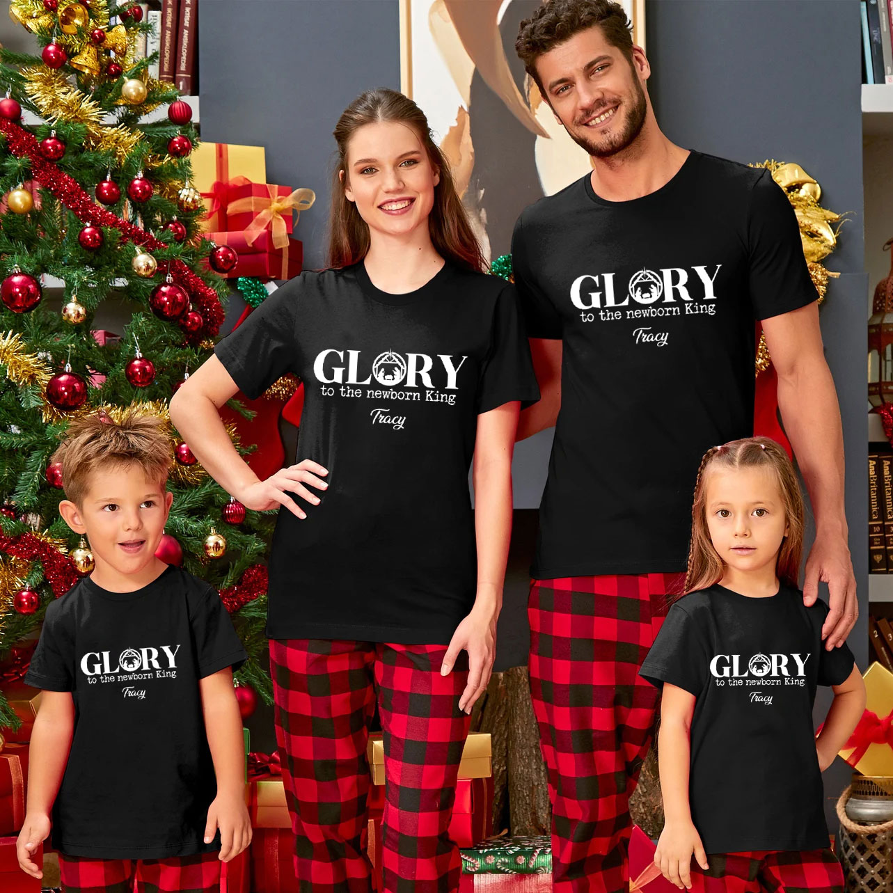 Personalized Glory To The Newborn King Christmas Family Matching Shirts 