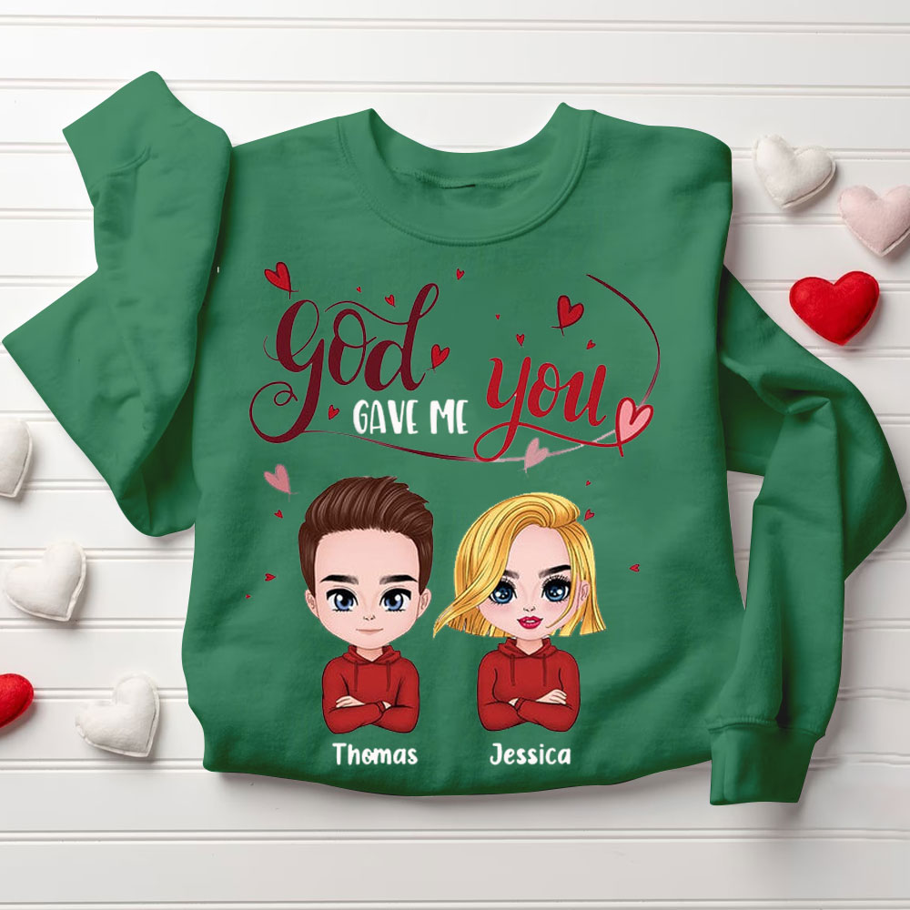 Personalized God Gave Me You Christian Couple Sweatshirt