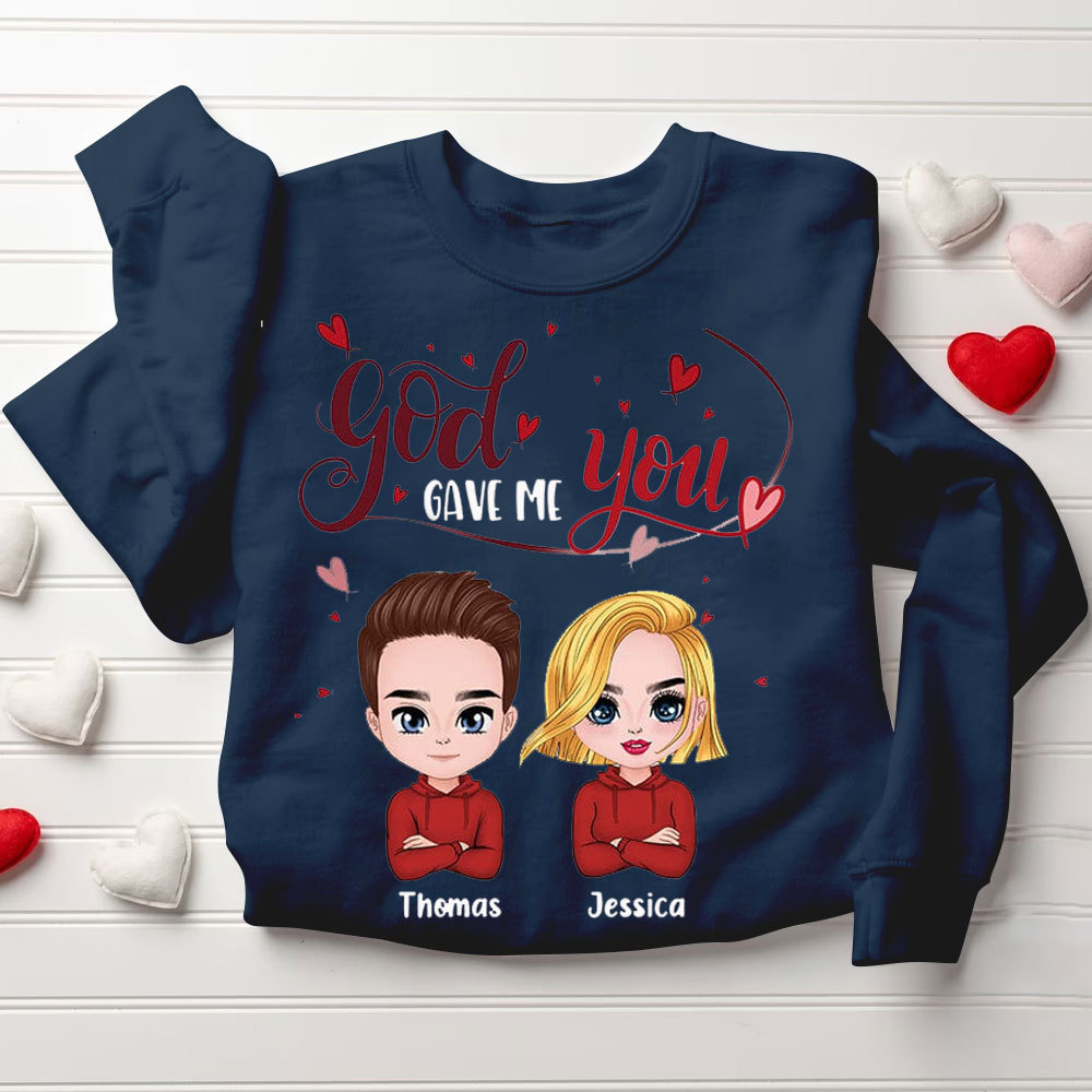 Personalized God Gave Me You Christian Couple Sweatshirt