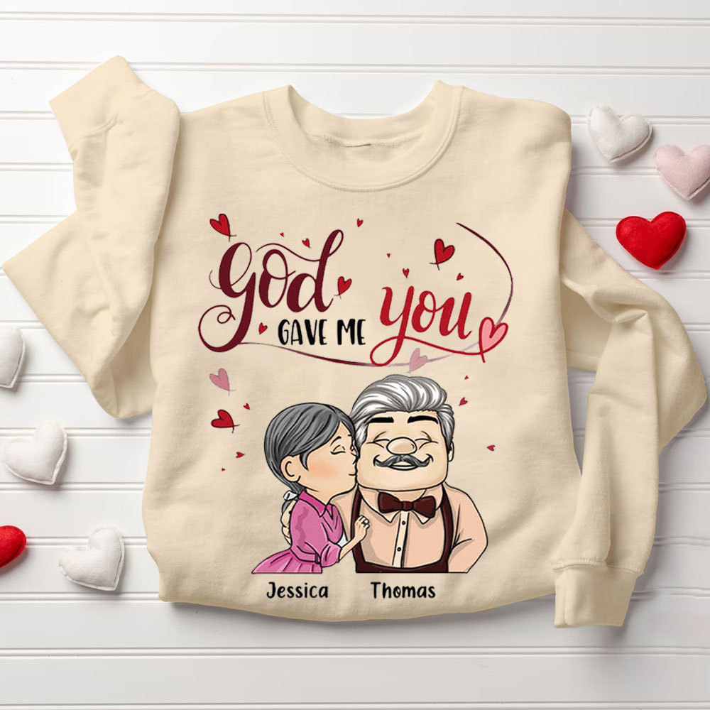 Personalized God Gave Me You Christian Couple Sweatshirt