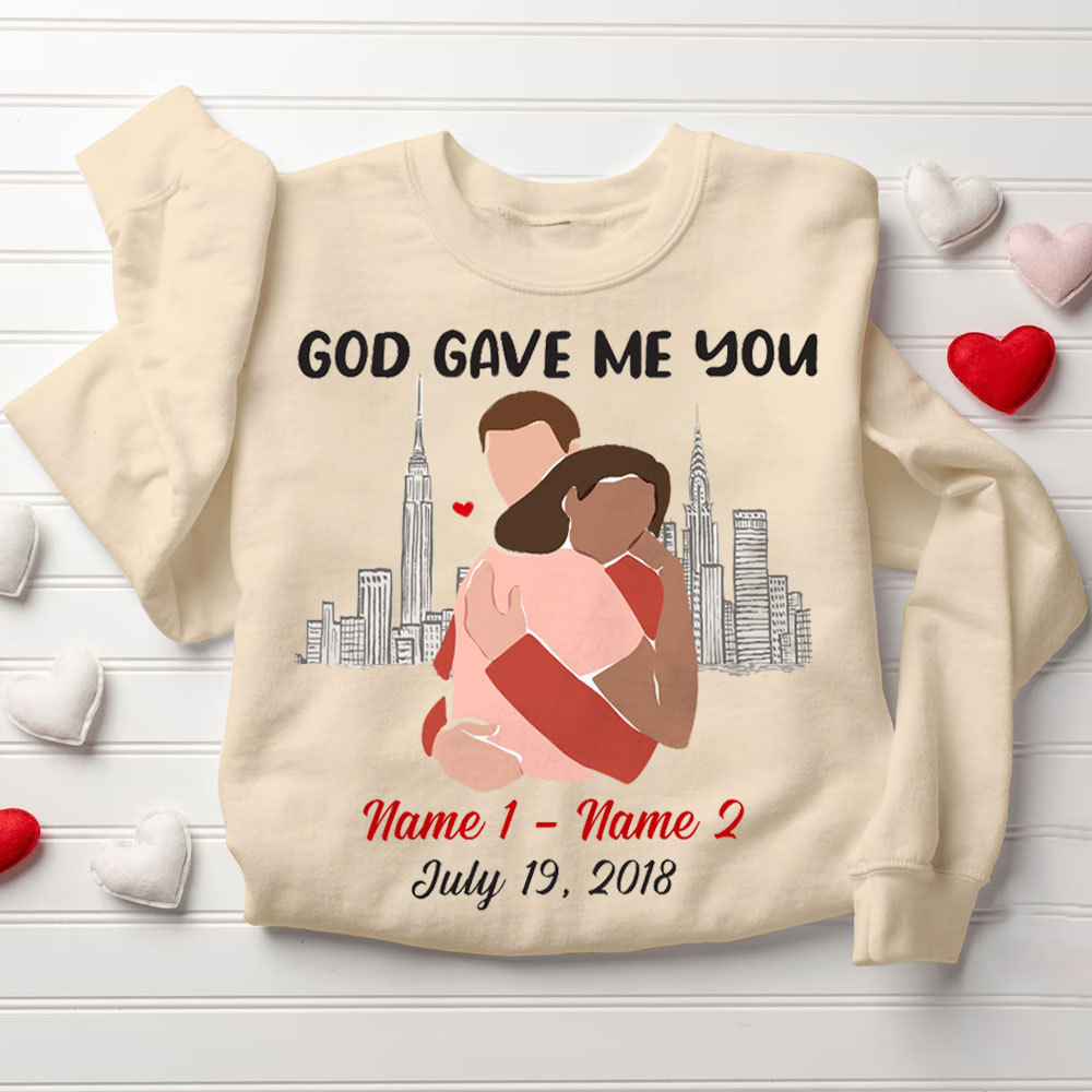 Personalized God Gave Me You Christian Couple Sweatshirt